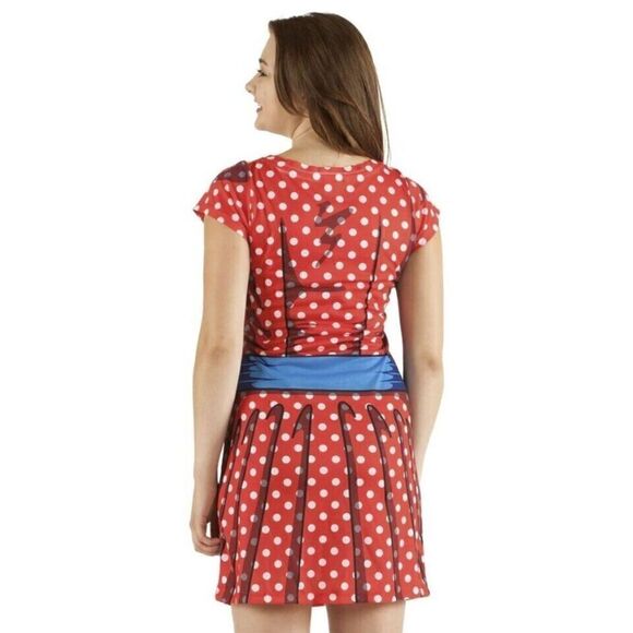 Faux Real Women's Red Cartoon Polka Dot Dress Halloween Costume Minnie Medium - Picture 2 of 4